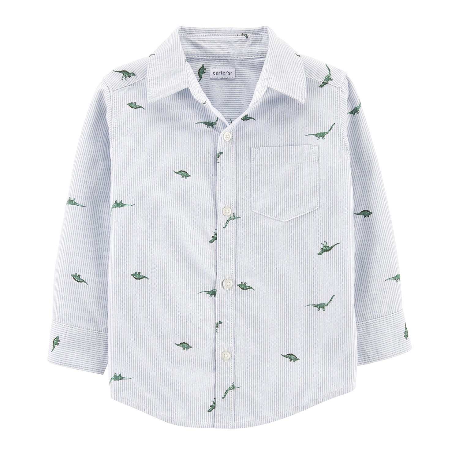 Striped Dinosaur Button-Front Shirt